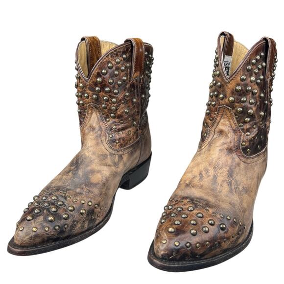 Frye Women’s Billy Brown Leather Studded Western Ankle Boots Size US 8 B - Picture 6 of 10